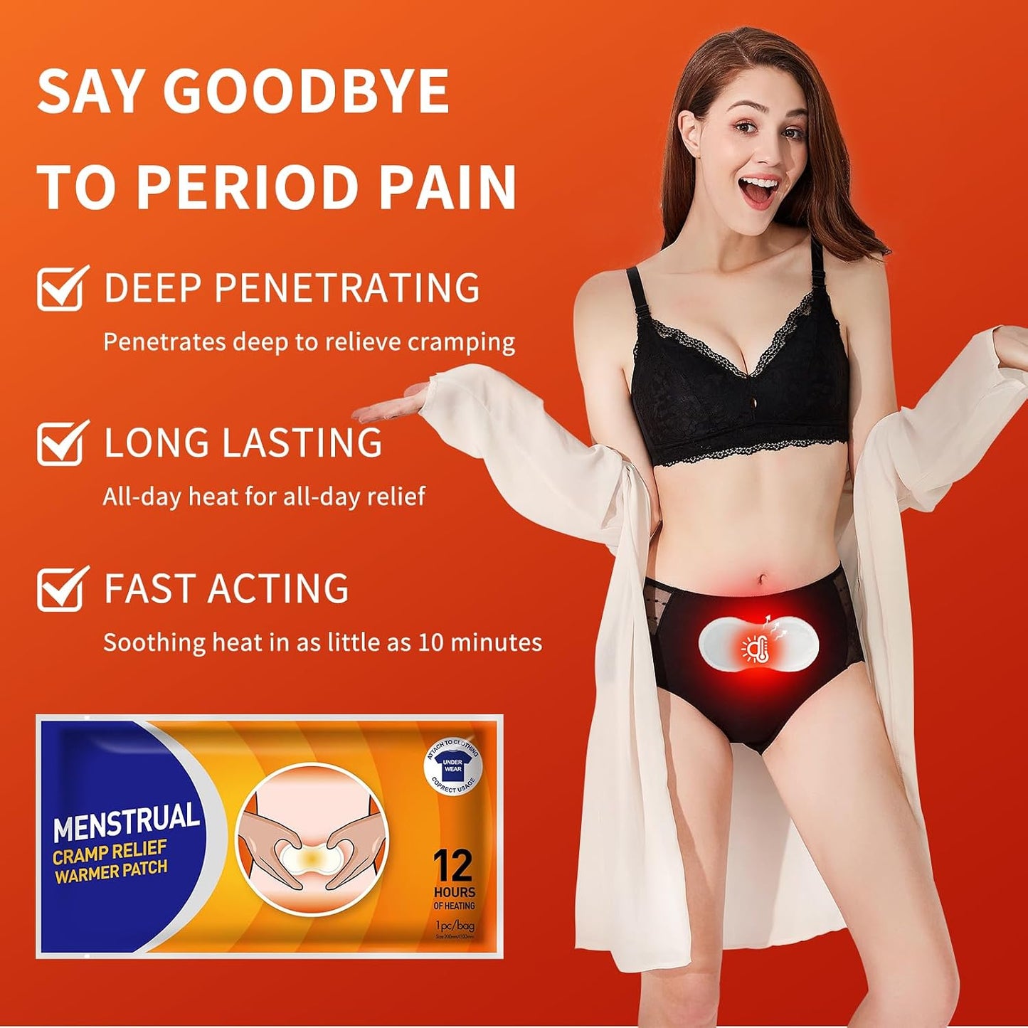3 Count Heat Patches for Menstrual Cramps - up to 10 Hours of Heat
