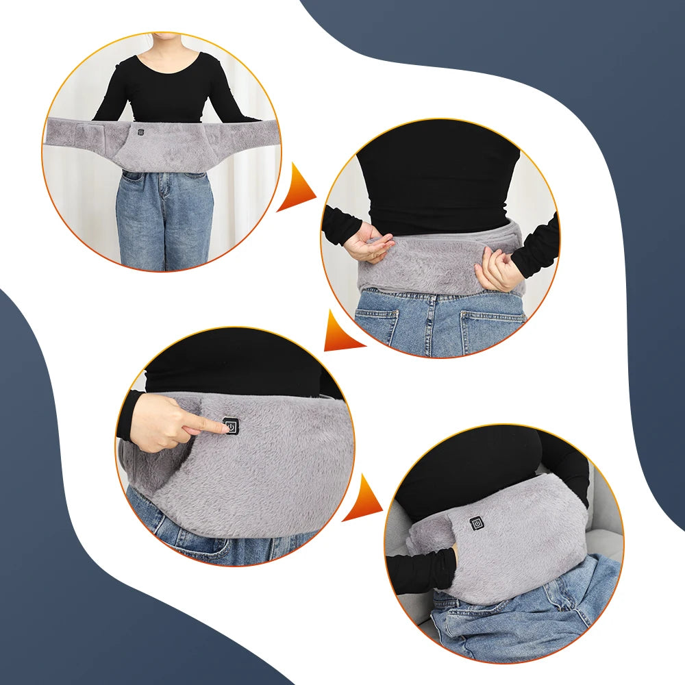 3-Stage Electric Graphene Heating Pad - Cold-Proof Uterine Belt and Hand/Waist Warming Pad with USB Rechargeable Abdominal Warmer